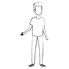 young man avatar character vector illustration design