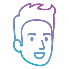 young man head avatar character vector illustration design