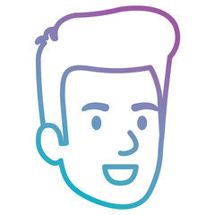young man head avatar character vector illustration design