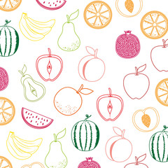 Fototapety  pyszny zestaw owoców zdrowe jedzenie wzór tło wektor ilustracja projekt
