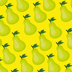 fresh pears fruits pattern background vector illustration design