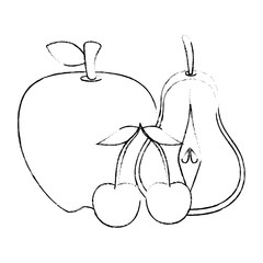 delicious set fruits healthy food vector illustration design