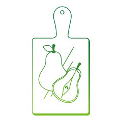 fresh pears fruits in kitchen board vector illustration design