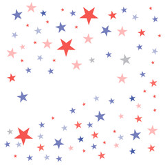 Fototapeta na wymiar United States Patriotic background in flag colors with faded dull stars scattered on a white background