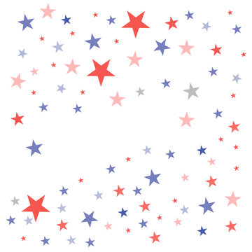 United States Patriotic background in flag colors with faded dull stars scattered on a white background