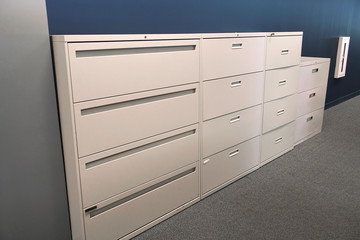 close up on cabinet and drawers in the office