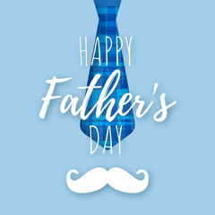 Vector illustration, hand drawn checkered pattern and Happy Father's day text. Fathers day card design.