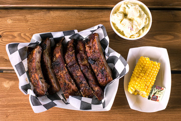 Rib Meal on table - top view