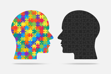 Puzzle Piece Heads Jigsaw. Puzzle Object. Head.