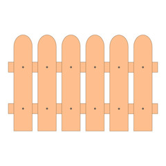 Wooden fence. Rounded top. Vector illustration.
