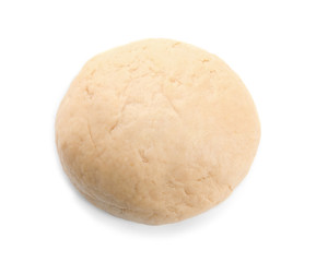 Fototapeta na wymiar Fresh raw dough on white background