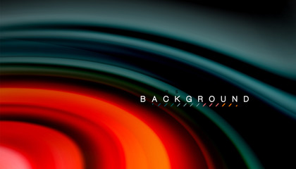 Abstract wave lines fluid rainbow style color stripes on black background