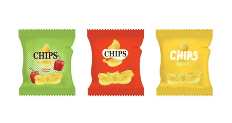 Foto op Aluminium Potato chips bags. vector illustration © marijaobradovic