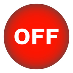 OFF round button. Red. Vector icon.