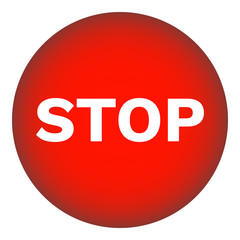 STOP round button. Red. Vector icon.