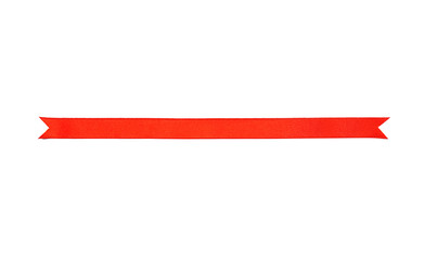 Simple red ribbon on white background, top view