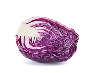 Fototapeta premium Half of ripe red cabbage on white background