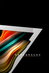 Liquid fluid colors holographic design with metallic style line shape