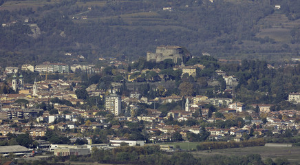 Panoramic view of  town Gorizia with castle in Friuli, Italy