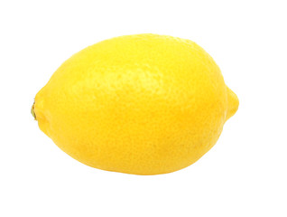 Lemon isolated on white background without shadow. Side view. Close up.