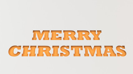 Orange Merry Christmas words cut in white paper