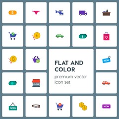 Modern Simple Set of transports, clothes, money, shopping Vector flat Icons. Contains such Icons as  square, business,  new,  close,  panties and more on grey background. Fully Editable. Pixel Perfect