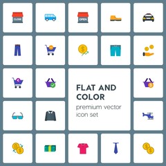 Modern Simple Set of transports, clothes, money, shopping Vector flat Icons. Contains such Icons as  clothing, basket,  transport,  american and more on grey background. Fully Editable. Pixel Perfect