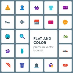 Modern Simple Set of transports, clothes, money, shopping Vector flat Icons. Contains such Icons as  beautiful,  tag,  beauty, plastic,  cash and more on grey background. Fully Editable. Pixel Perfect