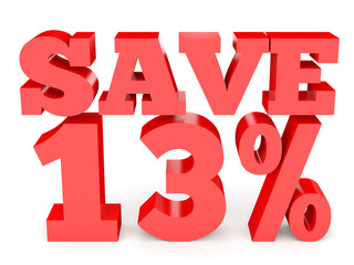 Thirteen percent off. Discount 13 %.