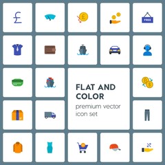Modern Simple Set of transports, clothes, money, shopping Vector flat Icons. Contains such Icons as cap, ocean,  windshield,  glass,  sweater and more on grey background. Fully Editable. Pixel Perfect
