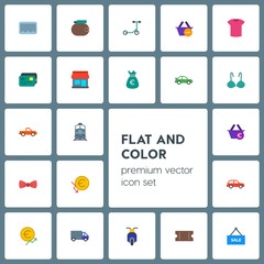 Modern Simple Set of transports, clothes, money, shopping Vector flat Icons. Contains such Icons as chart, car,  euro, motorbike,  hatchback and more on grey background. Fully Editable. Pixel Perfect