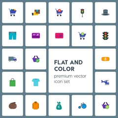 Modern Simple Set of transports, clothes, money, shopping Vector flat Icons. Contains such Icons as  t-shirt, mail,  full,  leather,  sweater and more on grey background. Fully Editable. Pixel Perfect