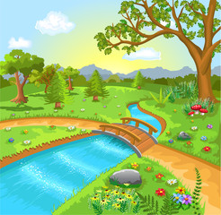 nature landscape with water spring