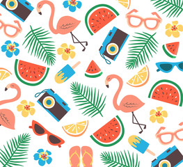 Summer collection. Set of summer icons and design elements. 