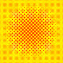 Explosion vector illustration. Retro pop art background with dots. Light rays.
