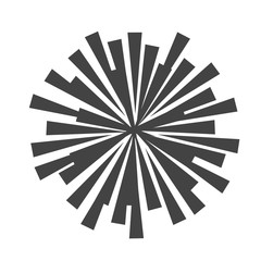 Explosion vector illustration. Rays element. Sunburst, starburst shape on white. Radial lines. Abstract circular geometric shape. Sun ray or star burst light element.
