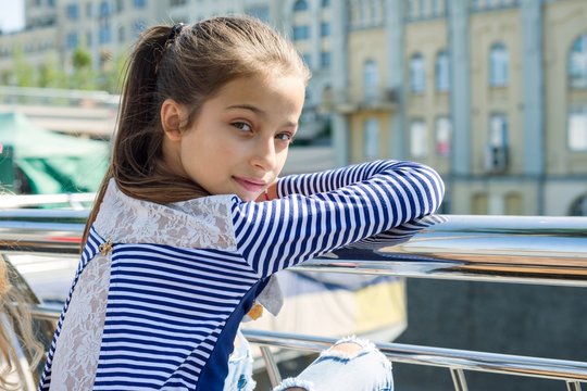 Portrait of attractive girl of 10-11 years old Stock Photo | Adobe Stock