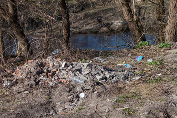 Garbage pollution near the river