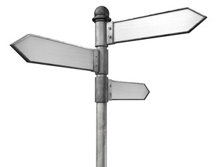 3D illustration of crossroads signpost indicating travel or indecision © Souhil