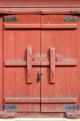 Close up traditional Chinese style wooden door 