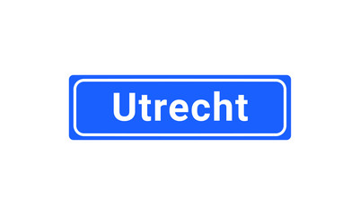 Blue And White City Sign Of Utrecht