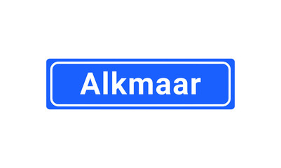 Blue And White City Sign Of Alkmaar