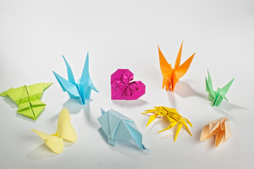 Origami papers close up