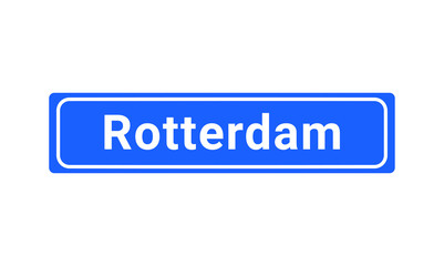 Blue And White City Sign Of Rotterdam