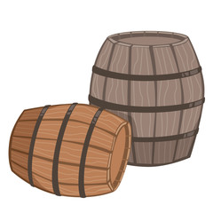 Two Wooden Barrels Quirky Vector Cartoon Illustration Isolated on White