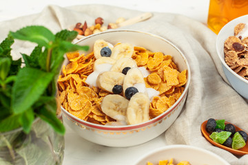 healthy breakfast with flakes