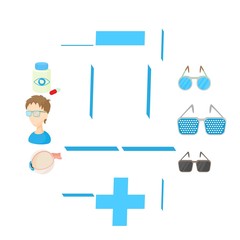 Vision correction icons set in cartoon style isolated on white background