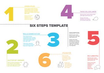 Six steps progress template with nice typography