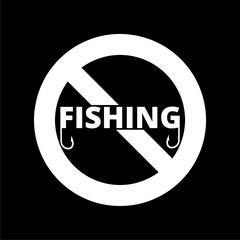 Prohibition Sign No Fishing icon, No Fishing Sign on dark background  