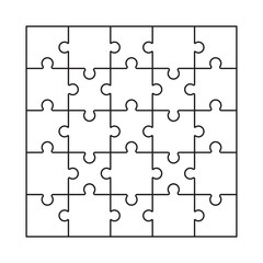 Fototapeta premium Puzzle blank template vector. Quiz jigsaw game empty grid.